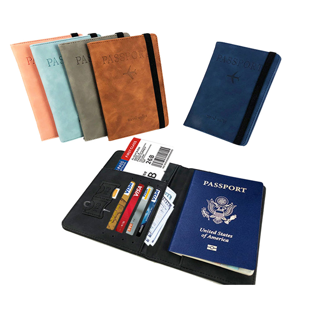 RFID Blocking Passport Holder for Travel Accessories Passport Purse Card Wallet -Brown