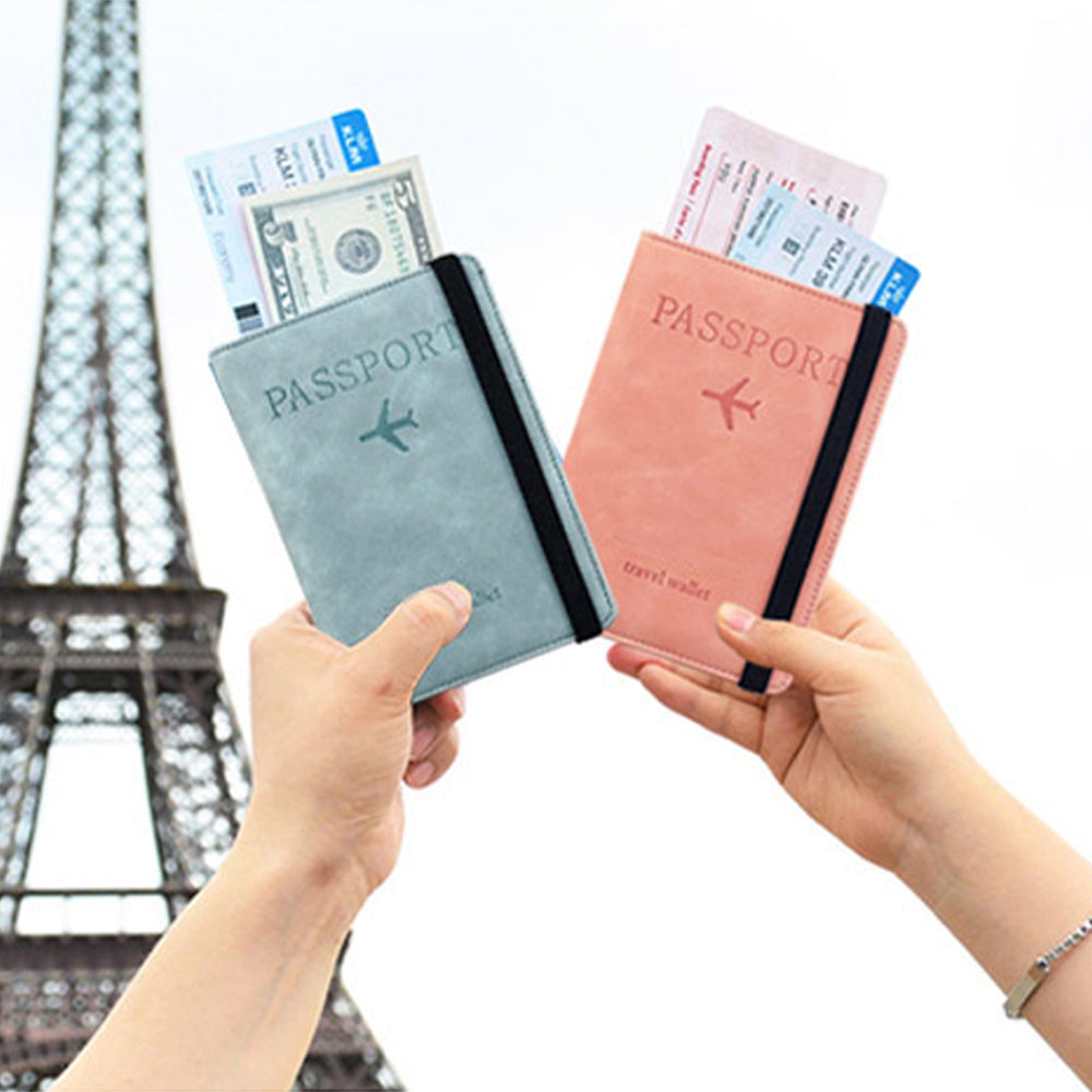 RFID Blocking Passport Holder for Travel Accessories Passport Purse Card Wallet -Pink