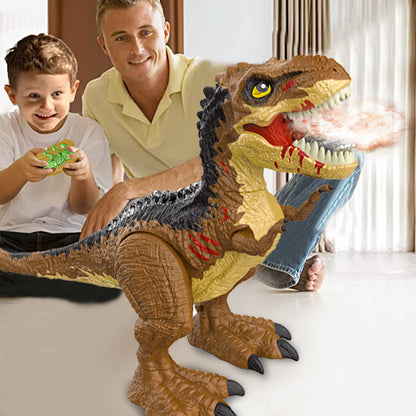 Toy Remote Control T Rex Dinosaur Toy LED Light Up Realistic Tyrannosaurus Toy Gift for Kids -Dark brown