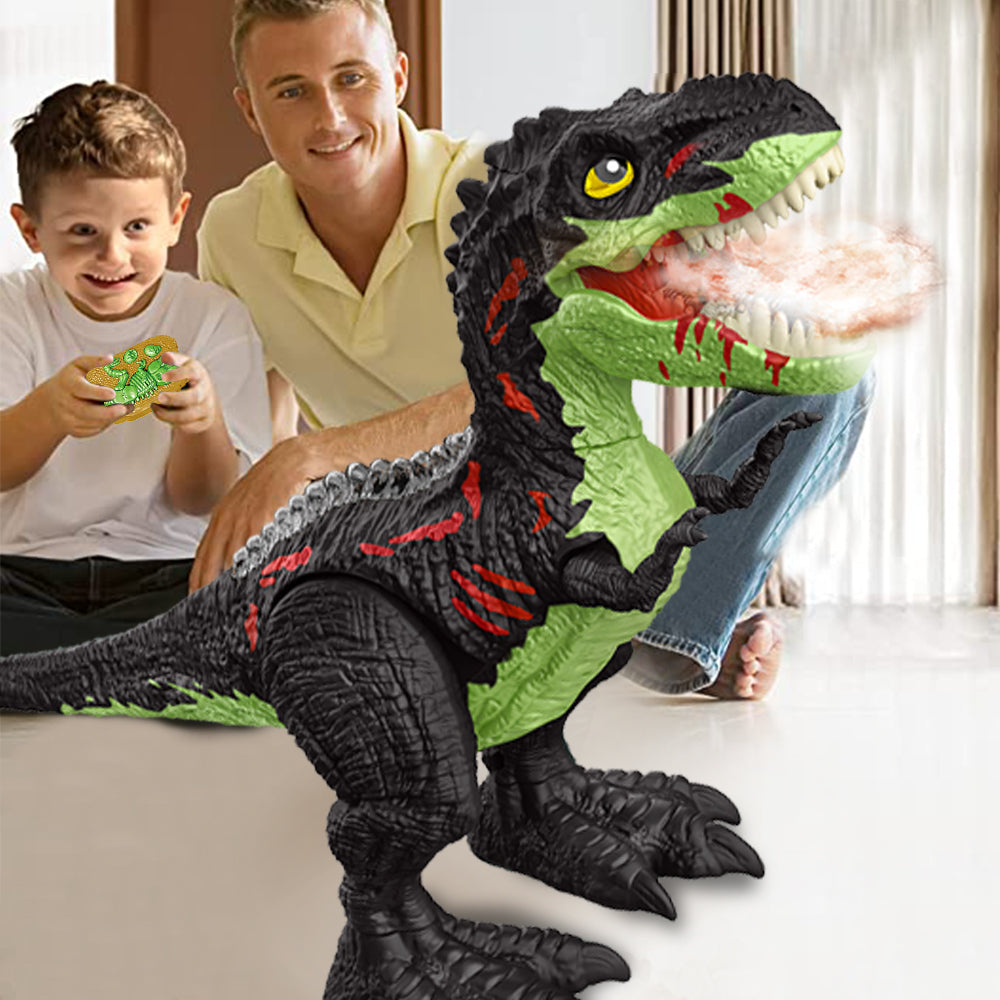 Toy Remote Control T Rex Dinosaur Toy LED Light Up Realistic Tyrannosaurus Toy Gift for Kids -Dark gray