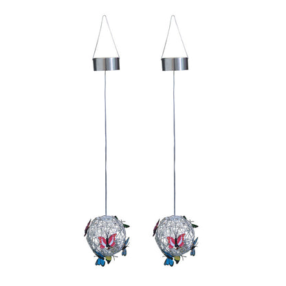 4pcs Hanging Solar Butterfly Pendant Ball Light Mesh Orb Lamp Garden Decor -White