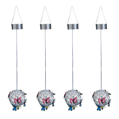 4pcs Hanging Solar Butterfly Pendant Ball Light Mesh Orb Lamp Garden Decor -White