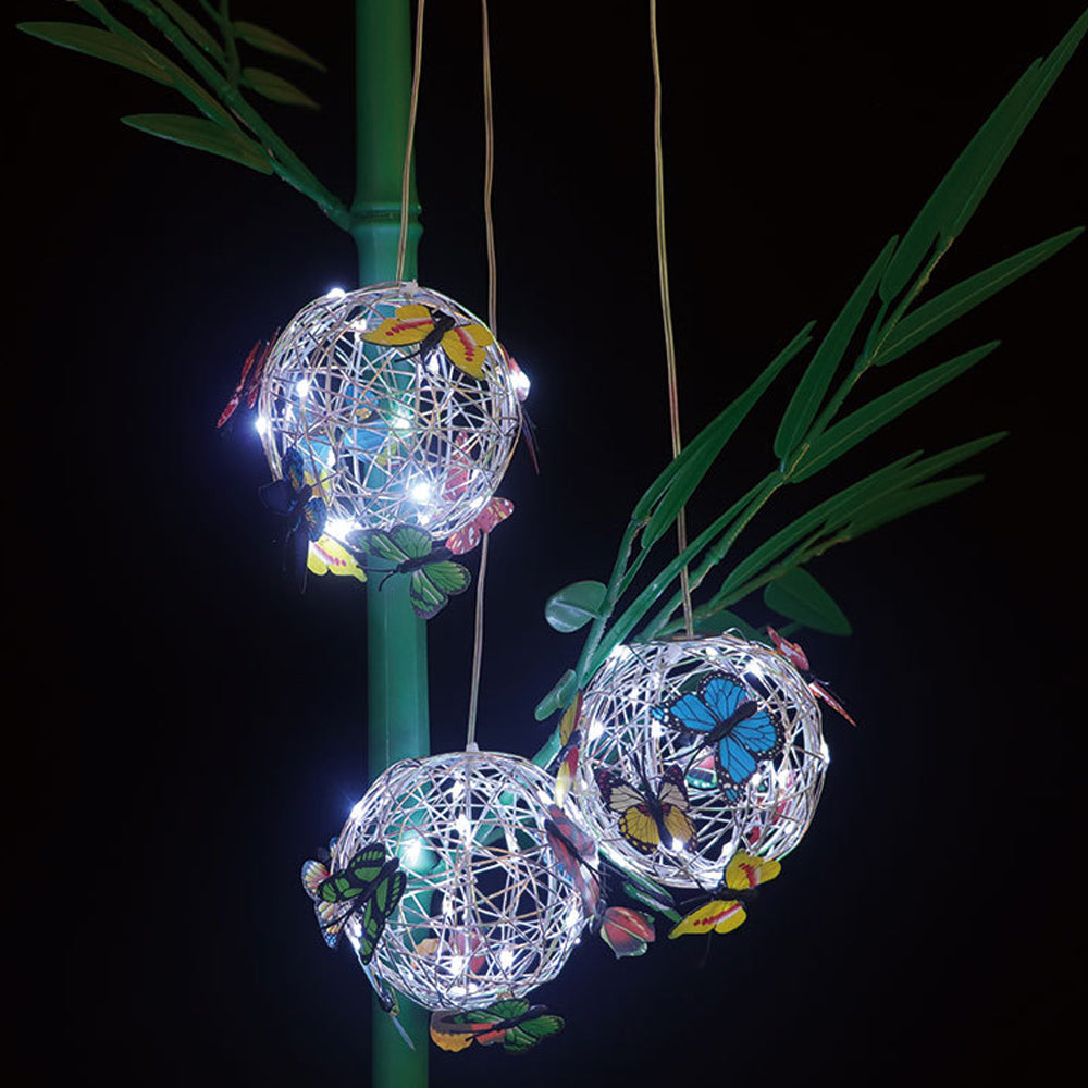 4pcs Hanging Solar Butterfly Pendant Ball Light Mesh Orb Lamp Garden Decor -Multicolour