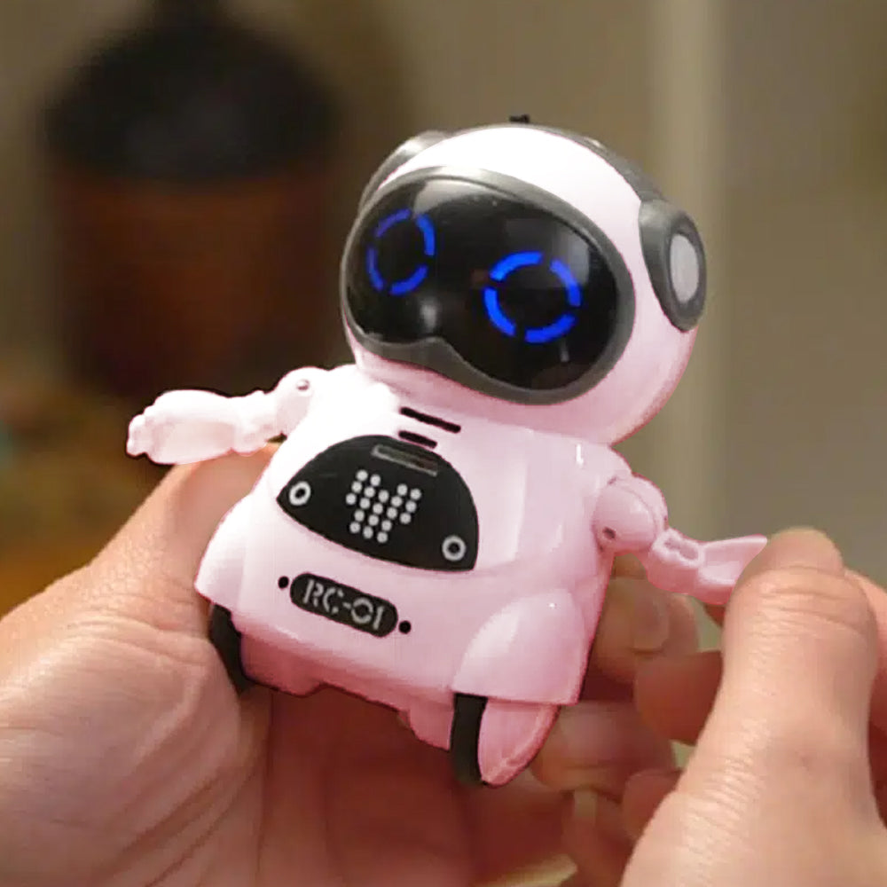 Toy Pocket RC Robot for Kids Talking Interactive Dialogue Singing Dancing Telling Story Mini Robot Toy -Blue and Pink