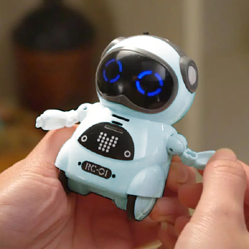 Toy Pocket RC Robot for Kids Talking Interactive Dialogue Singing Dancing Telling Story Mini Robot Toy -Blue and White