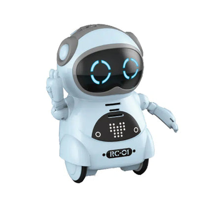 Toy Pocket RC Robot for Kids Talking Interactive Dialogue Singing Dancing Telling Story Mini Robot Toy -Blue and Pink