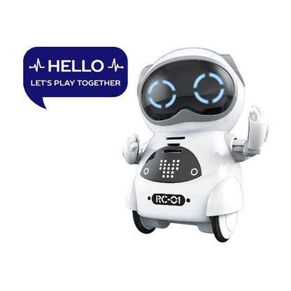 Toy Pocket RC Robot for Kids Talking Interactive Dialogue Singing Dancing Telling Story Mini Robot Toy -Pink and White