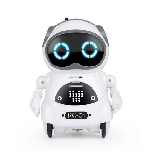 Toy Pocket RC Robot for Kids Talking Interactive Dialogue Singing Dancing Telling Story Mini Robot Toy -White