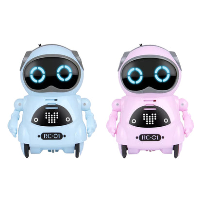 Toy Pocket RC Robot for Kids Talking Interactive Dialogue Singing Dancing Telling Story Mini Robot Toy -Blue and Pink