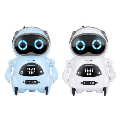 Toy Pocket RC Robot for Kids Talking Interactive Dialogue Singing Dancing Telling Story Mini Robot Toy -Blue and White