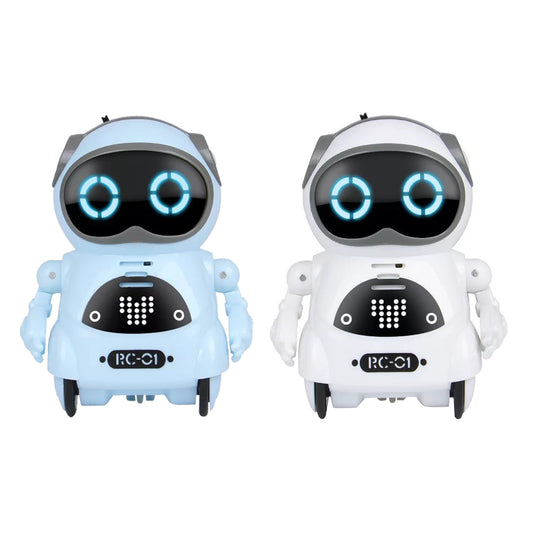 Toy Pocket RC Robot for Kids Talking Interactive Dialogue Singing Dancing Telling Story Mini Robot Toy -Blue and White