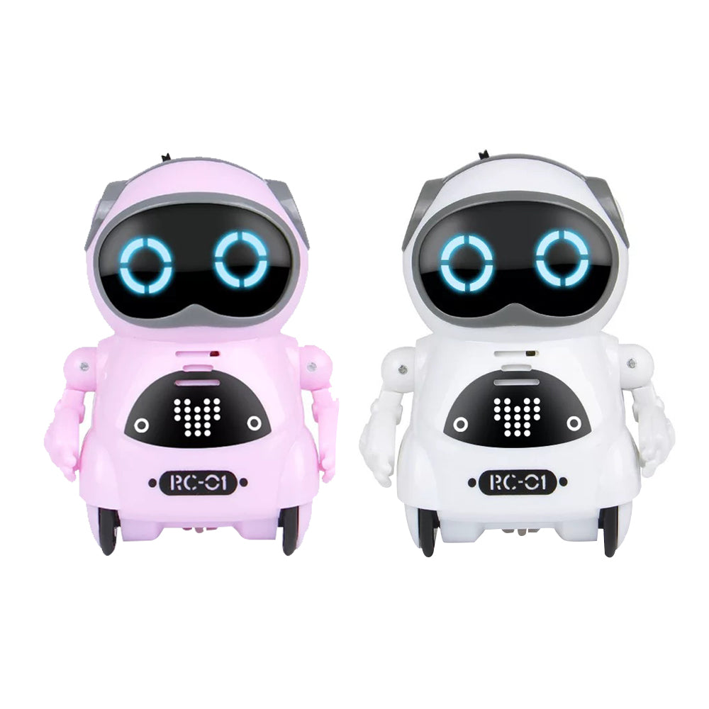 Toy Pocket RC Robot for Kids Talking Interactive Dialogue Singing Dancing Telling Story Mini Robot Toy -Pink and White