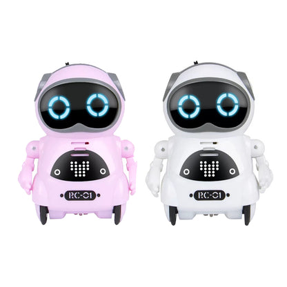 Toy Pocket RC Robot for Kids Talking Interactive Dialogue Singing Dancing Telling Story Mini Robot Toy -Pink and White