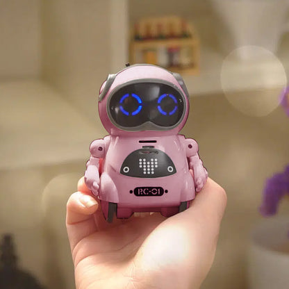 Toy Pocket RC Robot for Kids Talking Interactive Dialogue Singing Dancing Telling Story Mini Robot Toy -Pink and White