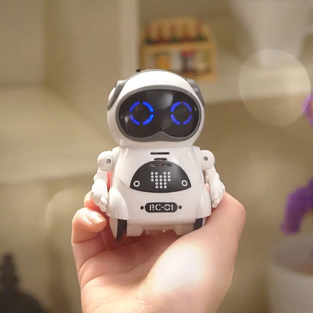 Toy Pocket RC Robot for Kids Talking Interactive Dialogue Singing Dancing Telling Story Mini Robot Toy -Pink and White