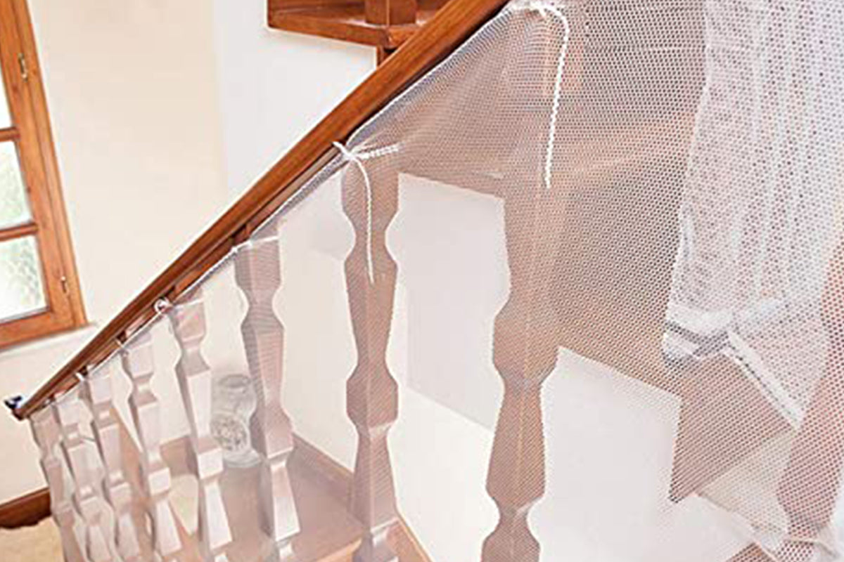 Stair Net 3M Home Banister Protective Fine Mesh for Kid Safety Child Secure Guard-White