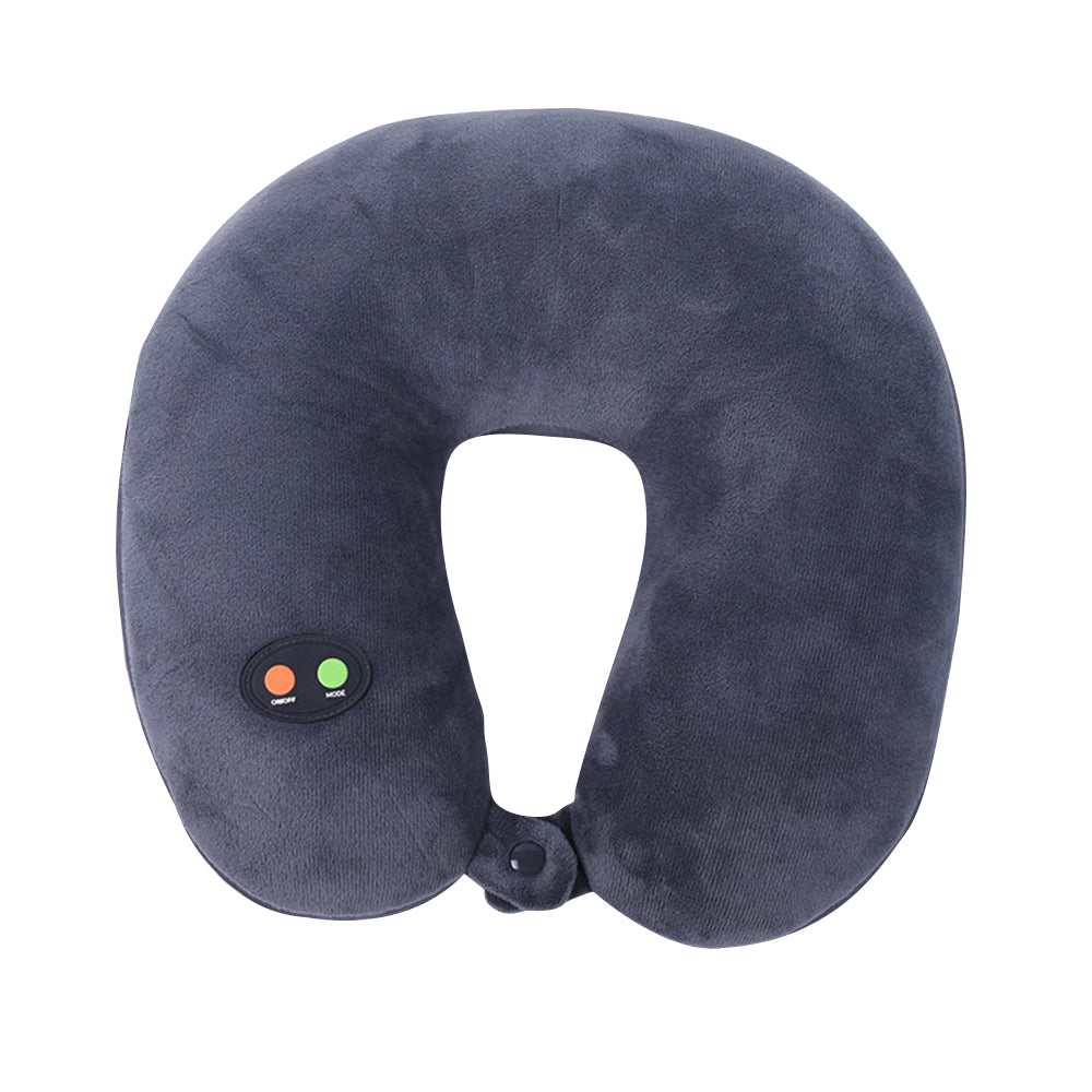 Travel U Shaped Neck Massage Pillow Vibrating Neck Pillow Neck Support Pillow for Pain Relief -Grey