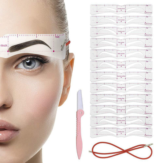 14 Pcs Eyebrow Stencils Eyebrow Shaper Template Tool Kit