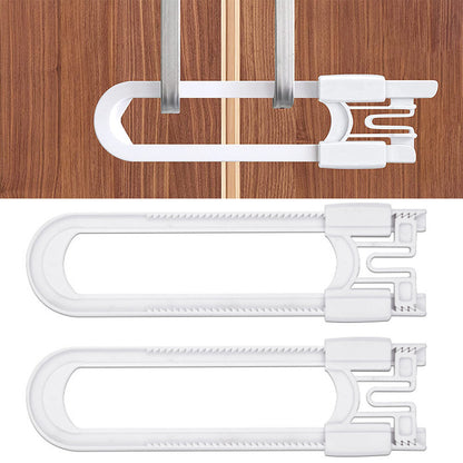 2Pcs Baby Safety Sliding Cabinet Locks Adjustable U Shaped Child Safety Cabinet Latches Door Locks for Home Safety