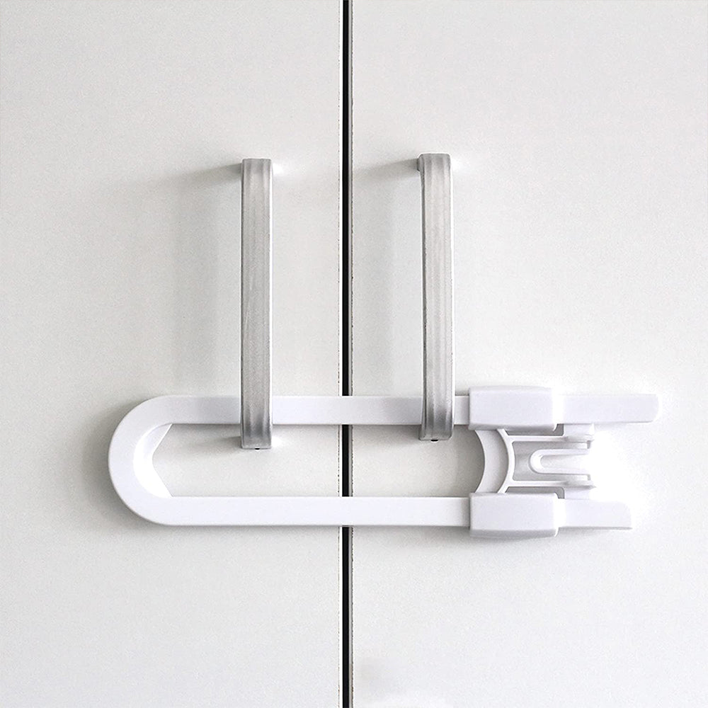 2Pcs Baby Safety Sliding Cabinet Locks Adjustable U Shaped Child Safety Cabinet Latches Door Locks for Home Safety