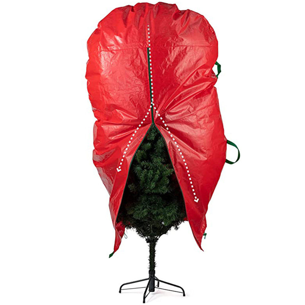 Upright Christmas Tree Storage Bag Christmas Tree Canvas Storage Cover Bag -Red