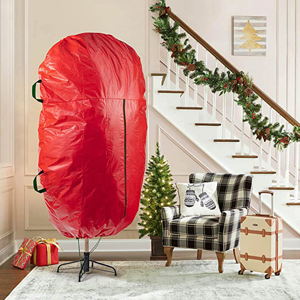 Upright Christmas Tree Storage Bag Christmas Tree Canvas Storage Cover Bag -Red