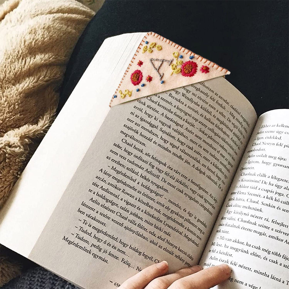 4Pcs Hand Stitched Embroidered Corner Bookmark