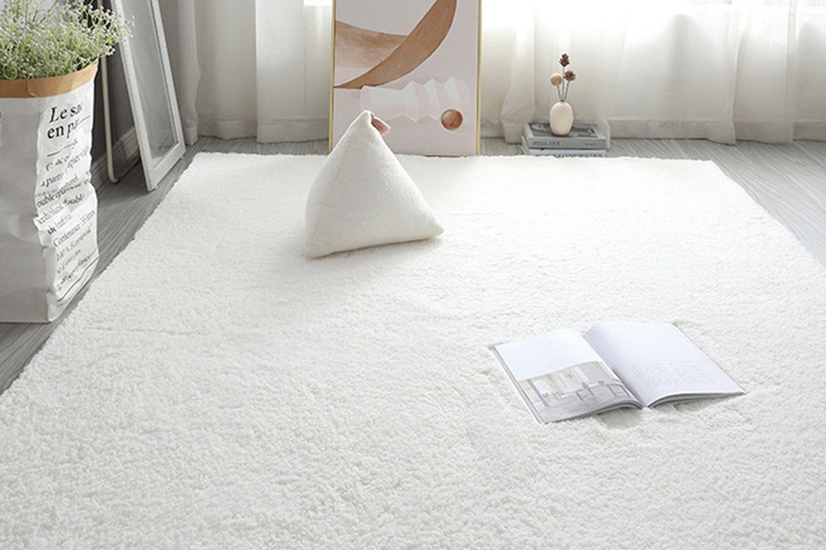 Soft Modern Indoor Large Shaggy Rug for Livingroom Bedroom Dorm Kids Room Home Decorative-Whtie