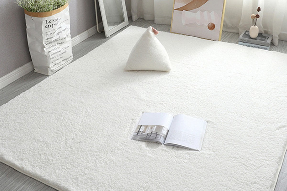 Soft Modern Indoor Large Shaggy Rug for Livingroom Bedroom Dorm Kids Room Home Decorative-Whtie