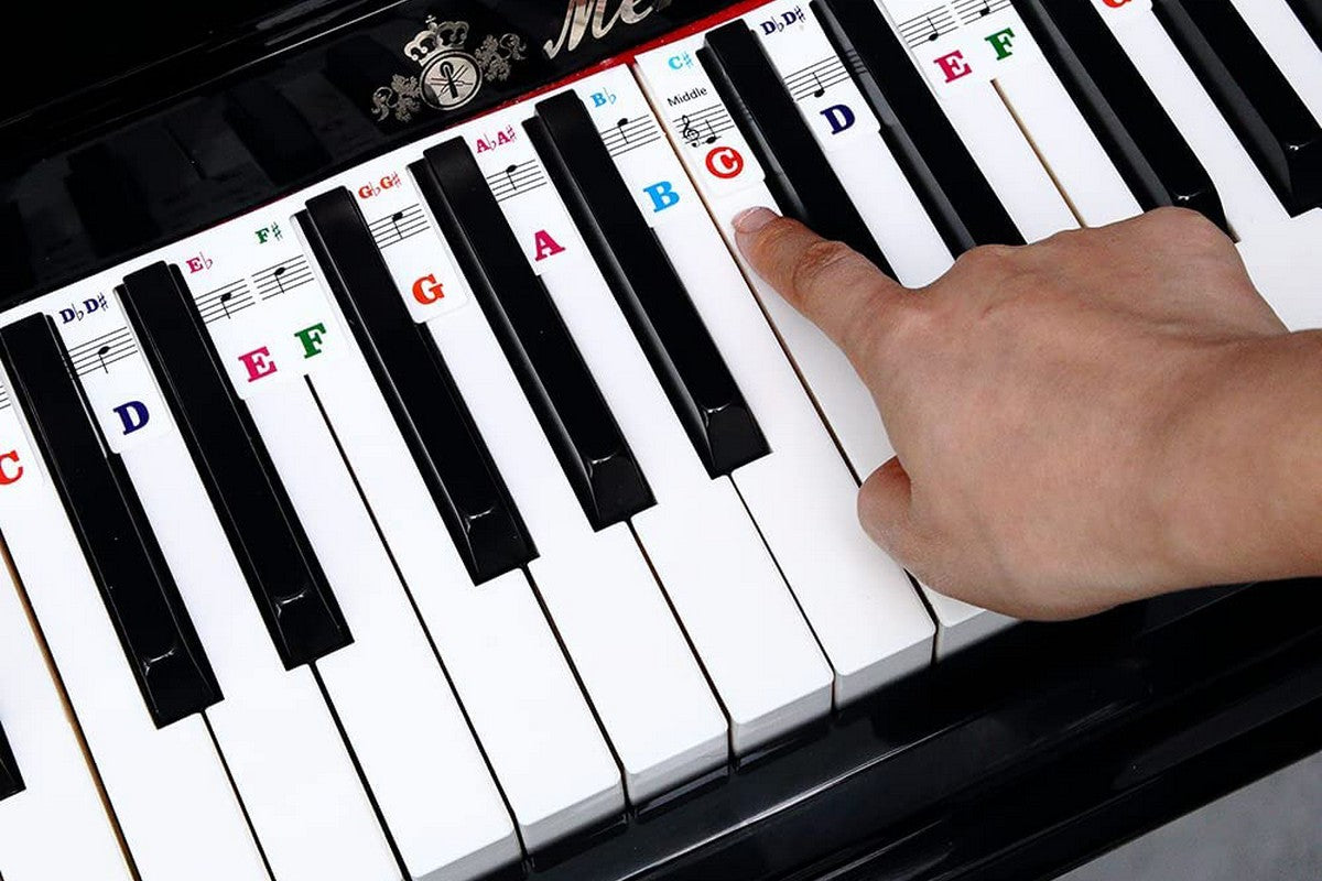 88 Keys Removable Silicone Piano Keyboard Note Labels Set Piano Practice Note Chart without Stickers Piano Keyboard Stickers-Colorful