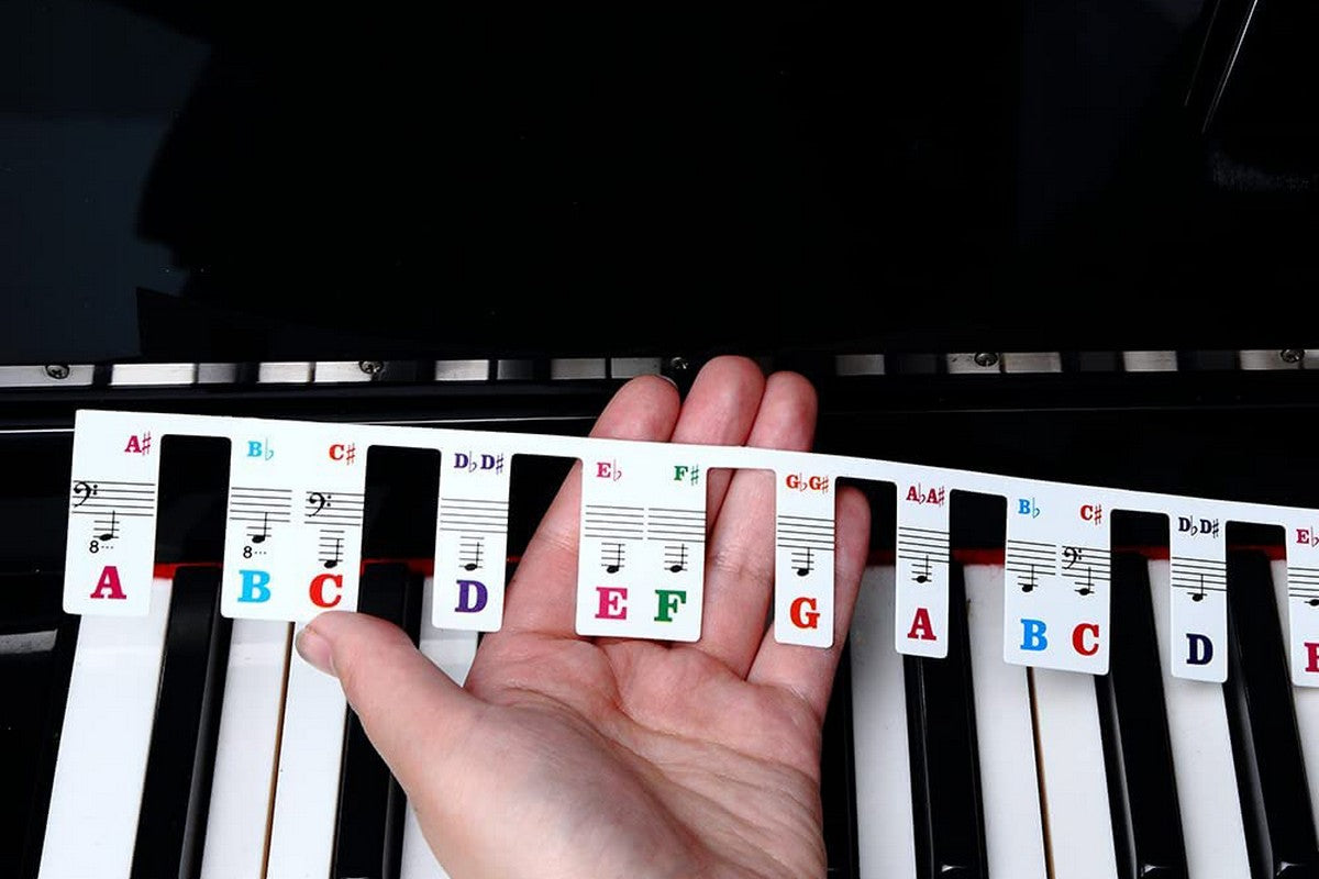 61Keys Removable Silicone Piano Keyboard Note Labels Set Piano Practice Note Chart without Stickers Piano Keyboard Stickers-Colorful