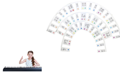 61Keys Removable Silicone Piano Keyboard Note Labels Set Piano Practice Note Chart without Stickers Piano Keyboard Stickers-Colorful