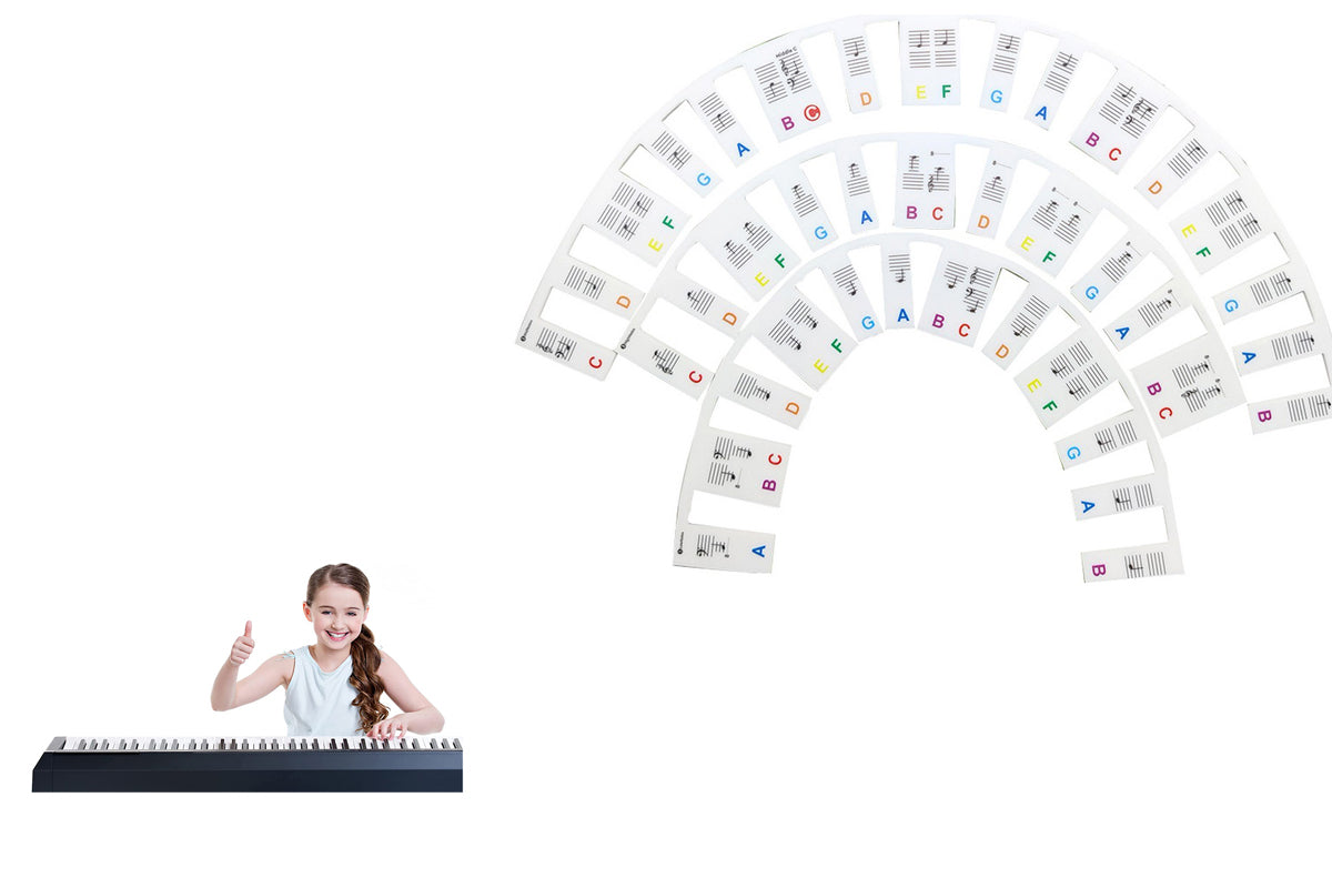 88 Keys Piano Keyboard Removable Note Labels Set for Learning Color Note Piano Guide for Beginner-Colorful