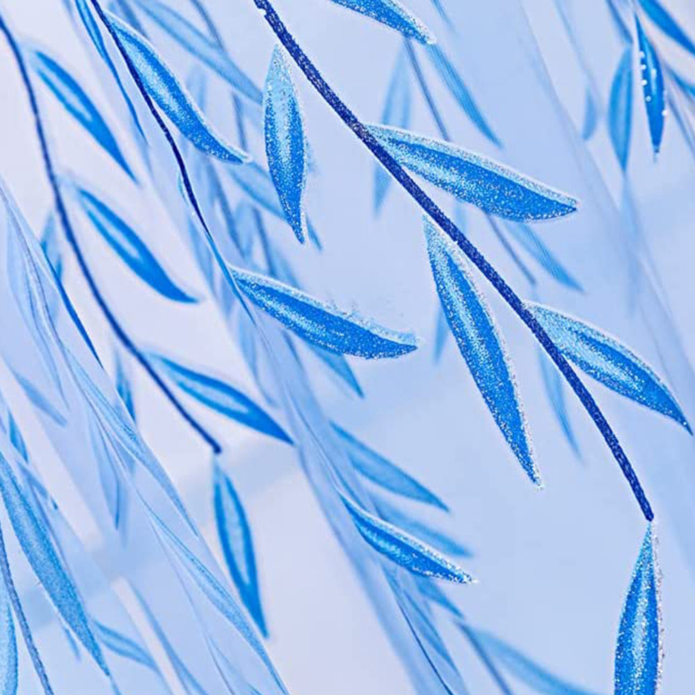 Wall Art Pair of Willow Curtains Voile Tulle Curtains Room Door Curtain Sheer Panel Home Decor-Blue