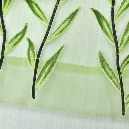 Wall Art Pair of Willow Curtains Voile Tulle Curtains Room Door Curtain Sheer Panel Home Decor-Green