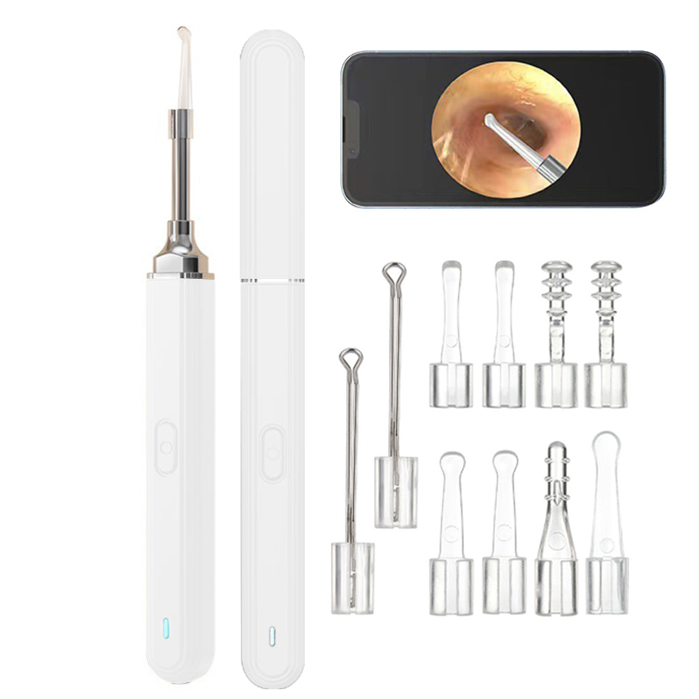 Ear Wax Removal Tool WiFi Ear Cleaning Kit with 3mm Visual Camera -White