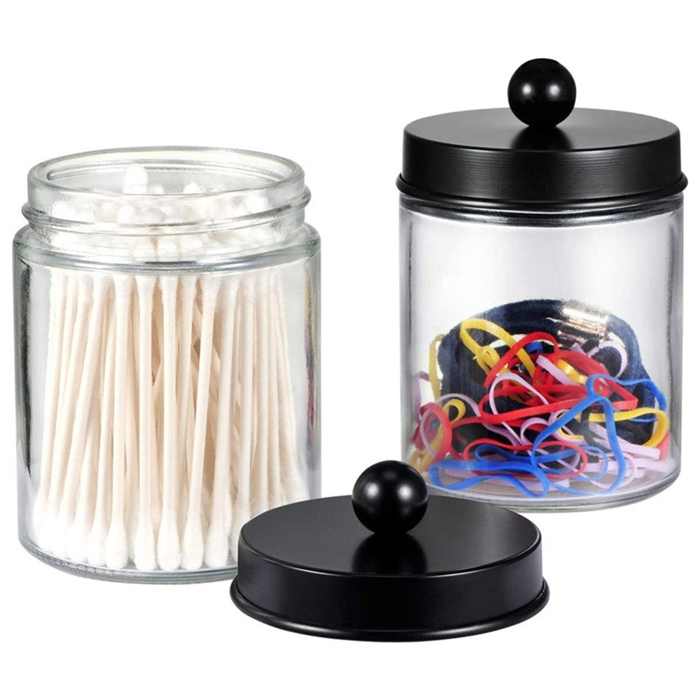 4Pcs 270ml Glass Apothecary Jars with Lids Vanity Organizers for Home Bathroom Office