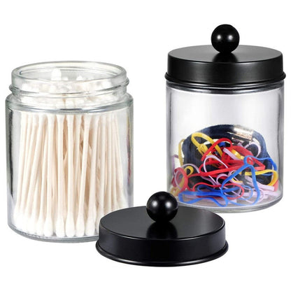4Pcs 270ml Glass Apothecary Jars with Lids Vanity Organizers for Home Bathroom Office
