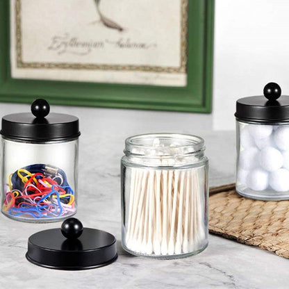 4Pcs 270ml Glass Apothecary Jars with Lids Vanity Organizers for Home Bathroom Office