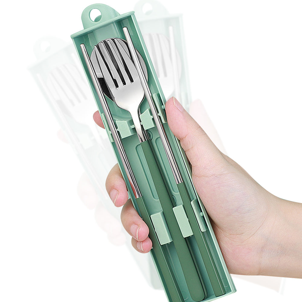 4Pcs Portable 304 Stainless Steel Cutlery Set Reusable Utensils Set with Storage Box