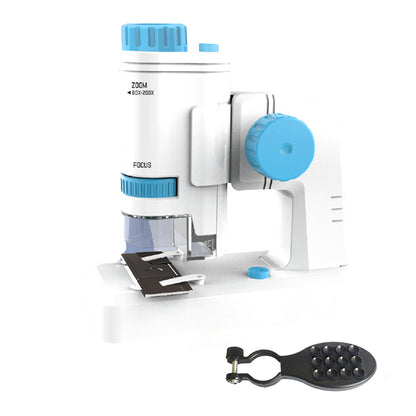 Toy Microscope Portable 80X-200XMagnification BeginnerLearning EducationToy with Basefor Toddler Child-Blue