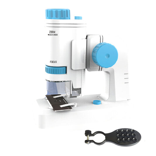 Toy Microscope Portable 80X-200XMagnification BeginnerLearning EducationToy with Basefor Toddler Child-Blue