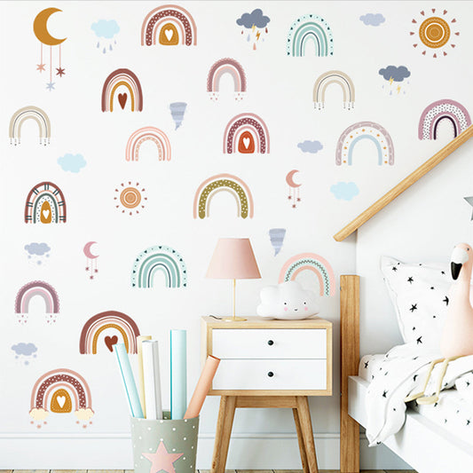 Rainbow Wall Decals Cloud Decals Watercolor Raindrop Wall Stickers Removable