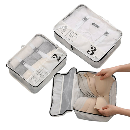 7Pcs Luggage Organiser Underwear Storage Bags Packing Cubes Travel Pouches -White