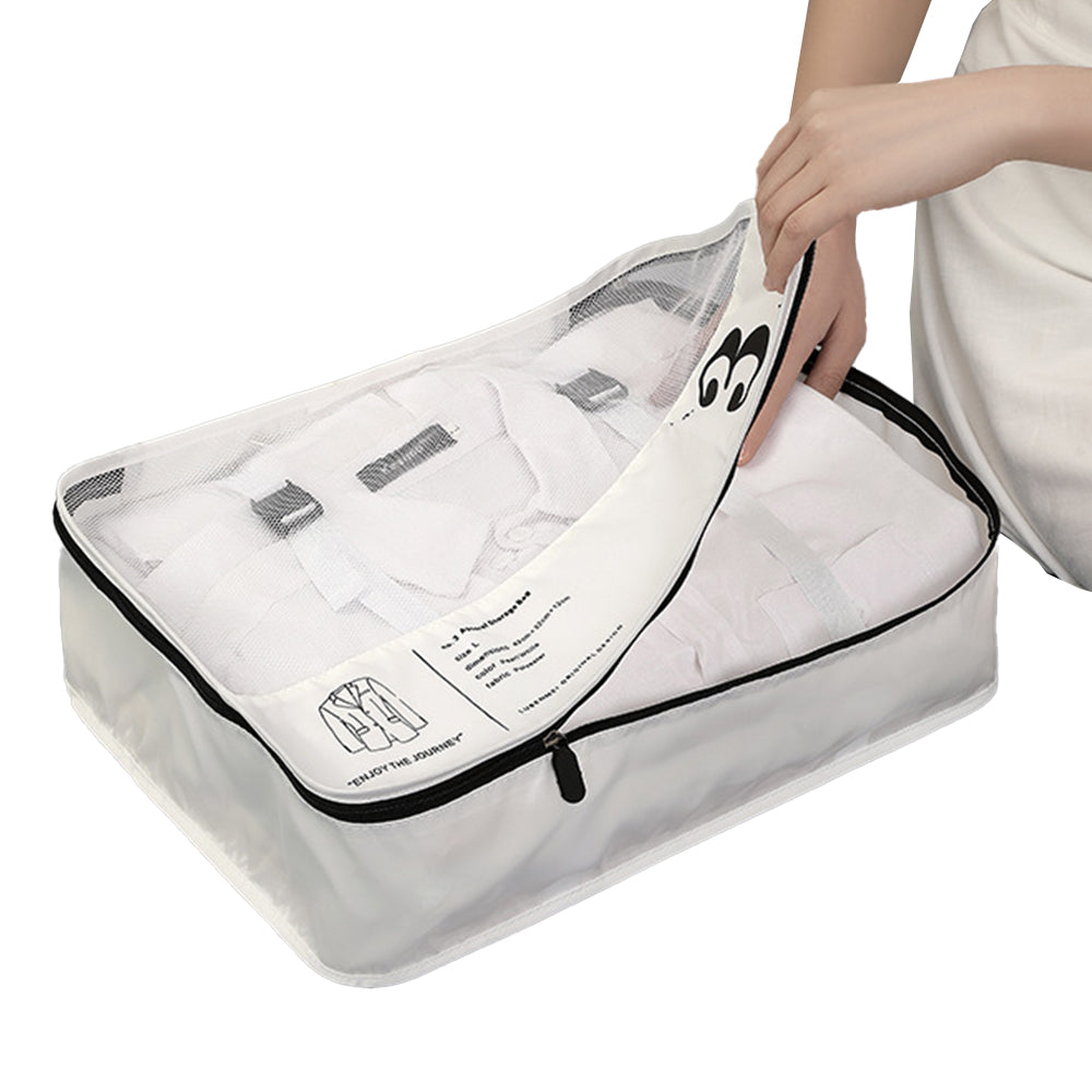 7Pcs Luggage Organiser Underwear Storage Bags Packing Cubes Travel Pouches -White