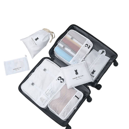 7Pcs Luggage Organiser Underwear Storage Bags Packing Cubes Travel Pouches -White