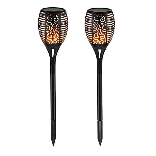Hollow Carved Solar Light Flickering Flames Torch Lights Patio Walkway Lamp Outdoor Garden Landscape Decor Light