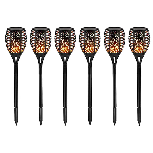 3Pcs Hollow Carved Solar Light Flickering Flames Torch Lights Patio Walkway Lamp Outdoor Garden Landscape Decor Light -3pcs