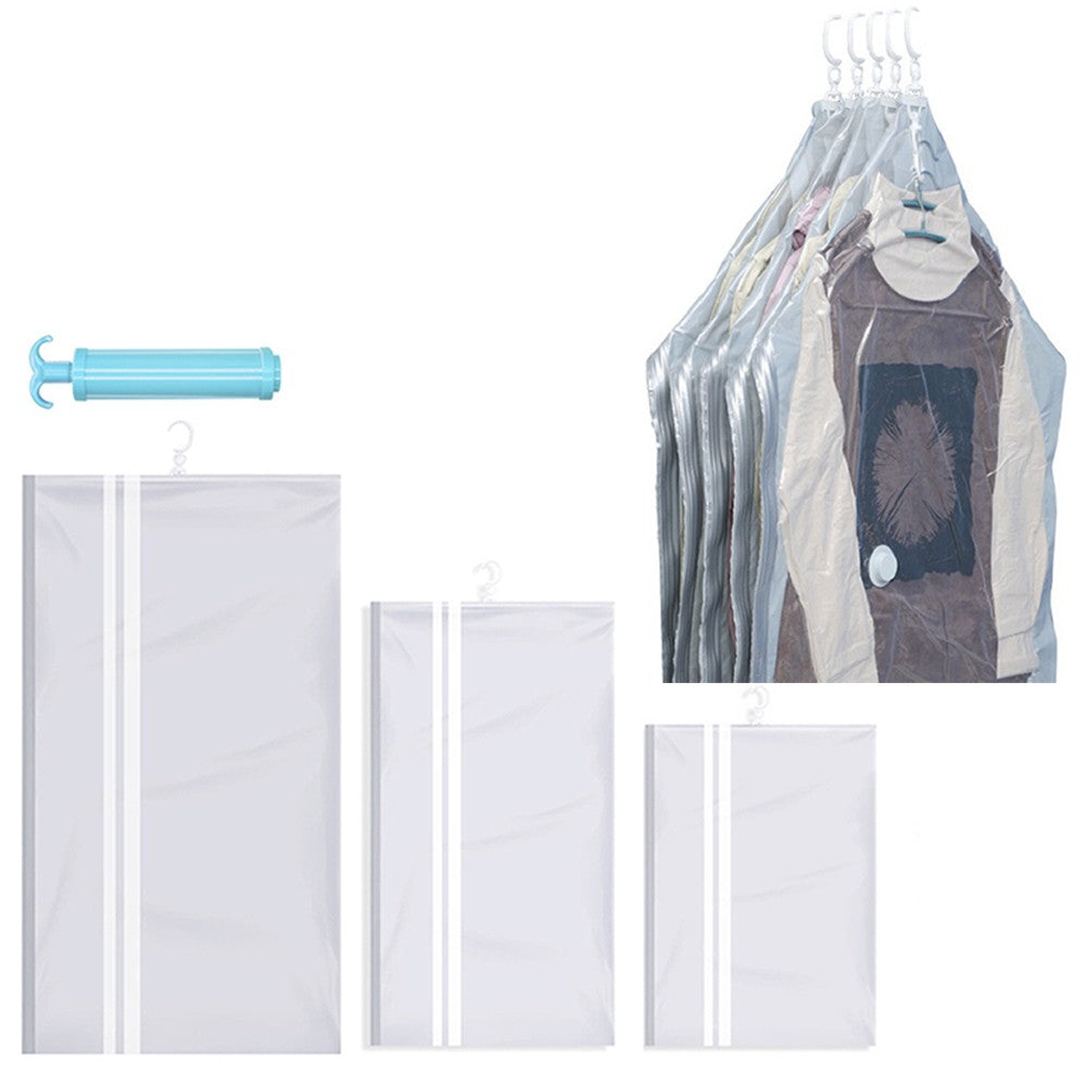 3Pcs Hanging Vacuum Storage Bag Space Saving Bags Anti-dust Seal Compression Organizer