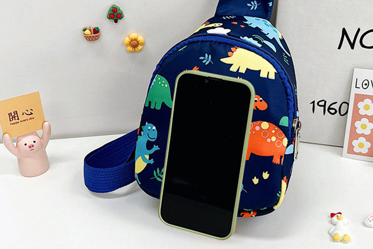 Kids Nylon Cartoon Sling Bag for Travel-Dark blue